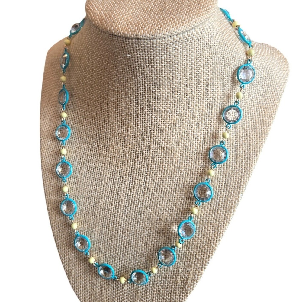 Roxanne Assoulin Necklace Crystal Link Blue Bead NWOT Business Casual - Picture 2 of 5
